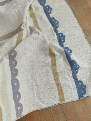 Trapunta matrimoniale beige e blu