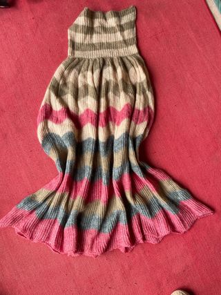 poncho jersey rayas rosa gris