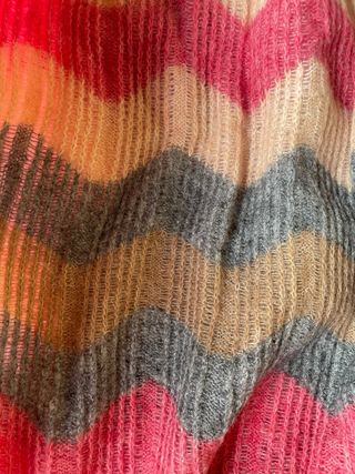 poncho jersey rayas rosa gris