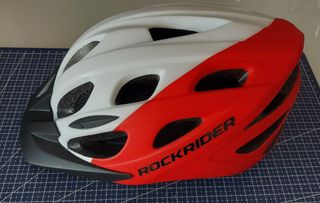 Casco bici Rockrider blanco-rojo