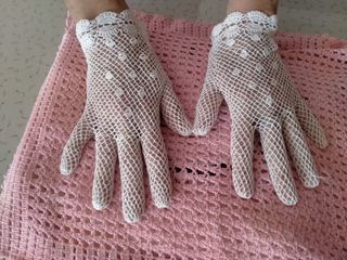 Guantes novia crochet blanco