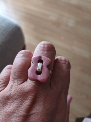 Anillo oso rosa plata