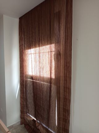 Cortinas lino marrón y blanco