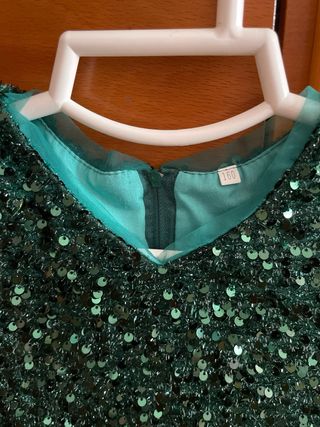 Vestido niña lentejuelas verde-teal