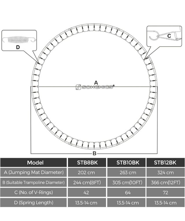 Cama elástica Songmics alfombra