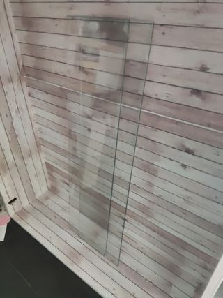 Vitrina-estantería madera-vidrio