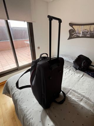 Bolsa viaje con ruedas y asa- Gris/Roja