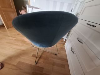 Sillón terciopelo azul - patas doradas