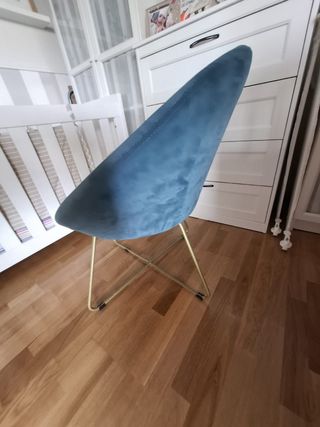 Sillón terciopelo azul - patas doradas