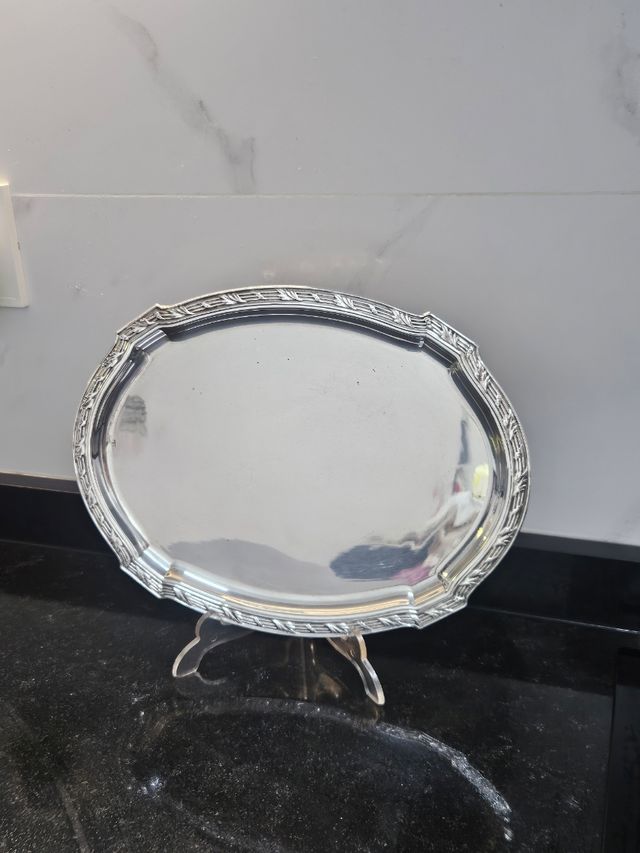 Bandeja alpaca plateada ovalada