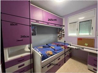 Mueble juvenil cama 90 - Armario y escritorio