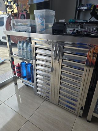 Mesa acero inoxidable c/estantería