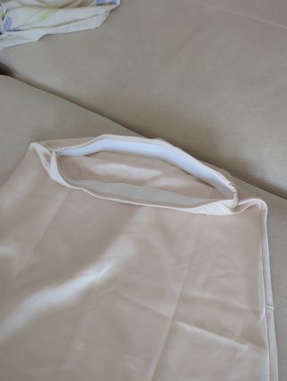 Falda larga beige raso