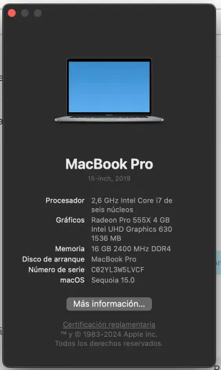 MacBook Pro 15" Touch Bar - Touch ID