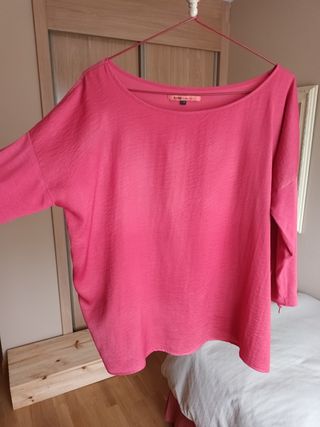 Blusa rosa manga 3/4 - Talla L