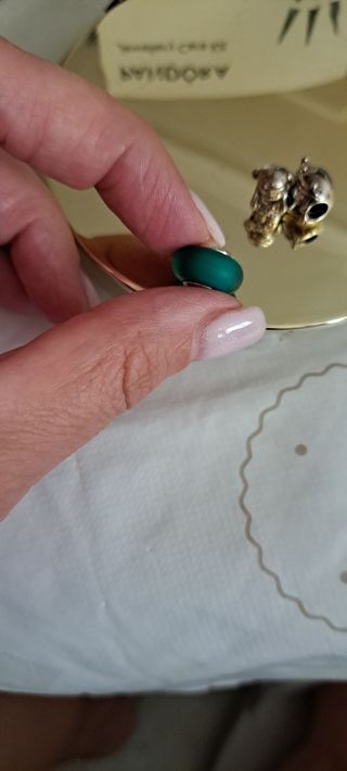 Charm Pandora - Verde & Plata