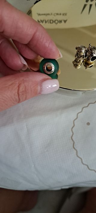 Charm Pandora - Verde & Plata