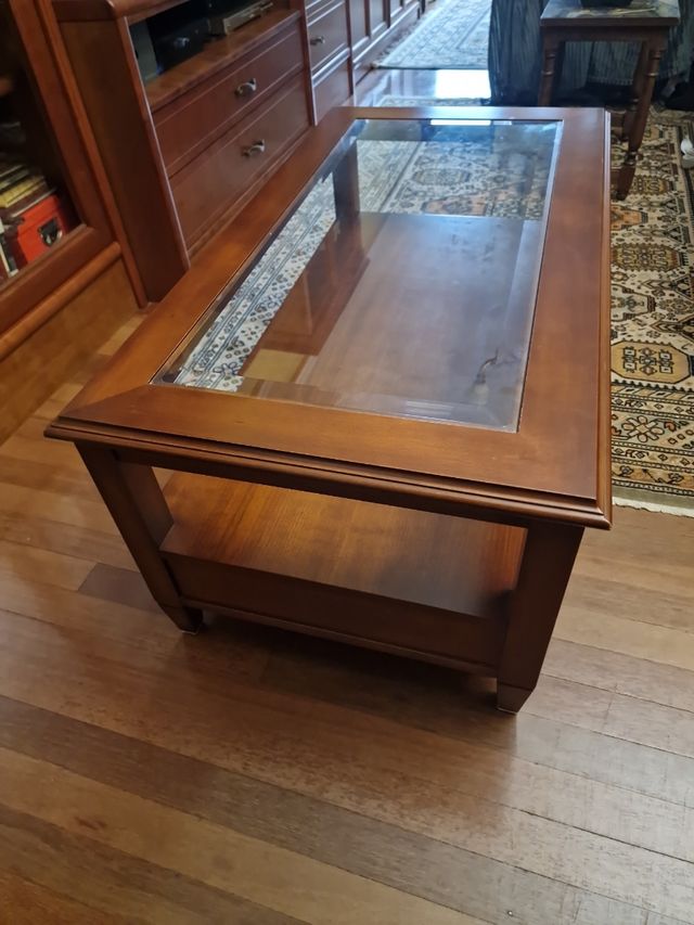 Mesa centro madera y cristal