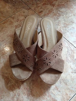 Sandalias de piel  REFRESH marrones - talla 39