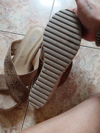 Sandalias de piel  REFRESH marrones - talla 39