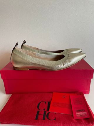 Zapatos Carolina Herrera dorados, talla 37 Nuevos