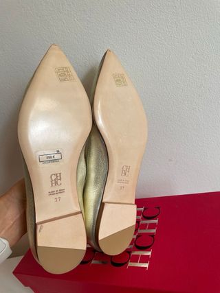 Zapatos Carolina Herrera dorados, talla 37 Nuevos