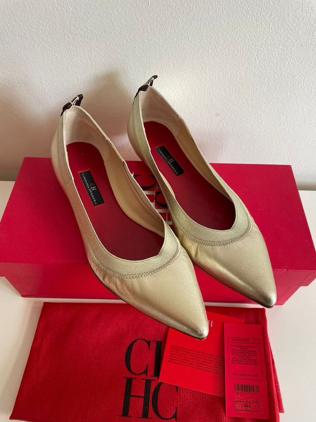 Zapatos Carolina Herrera dorados, talla 37 Nuevos