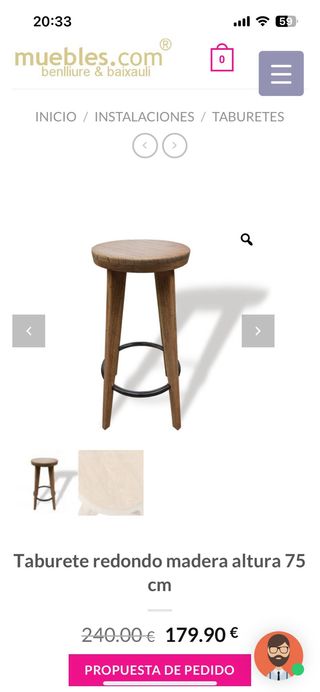 Taburetes redondos madera