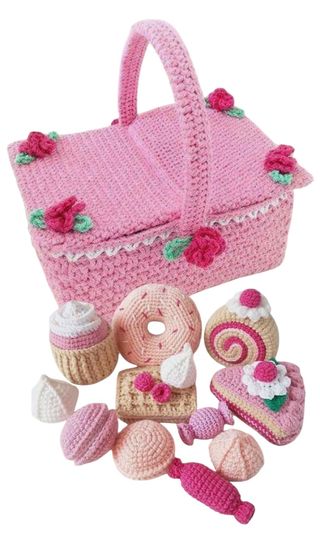 Cesta picnic crochet: dulces tejidos