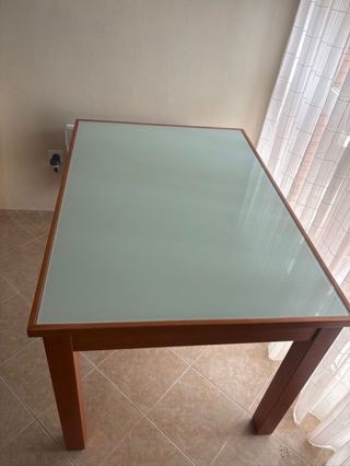 Mesa comedor cristal - madera extensible