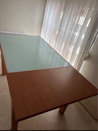 Mesa comedor cristal - madera extensible