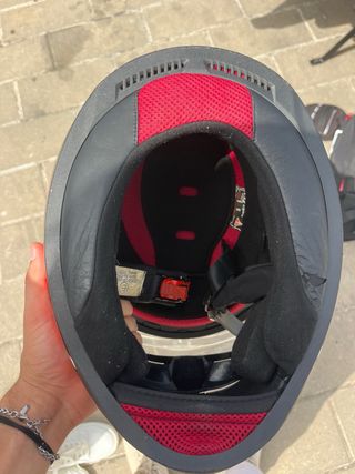 Casco moto LS2, rojo-negro