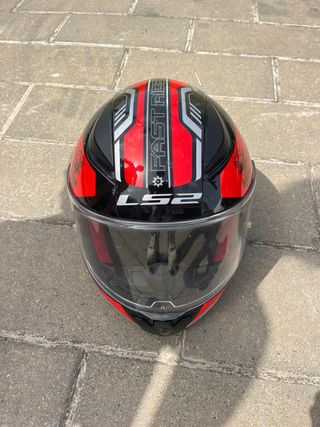 Casco moto LS2, rojo-negro