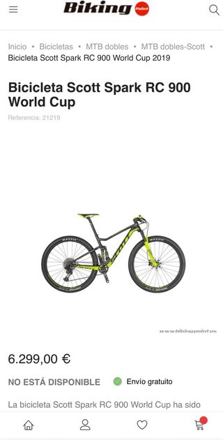 Scott Spark RC 900 World Cup Carbono bici MTB btt
