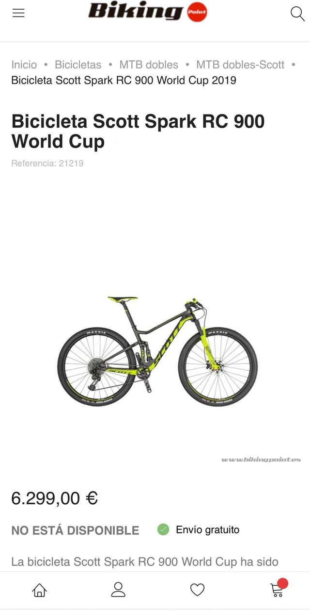 Scott Spark RC 900 World Cup Carbono bici MTB btt