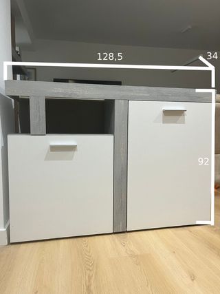 Aparador gris y blanco - Mueble almacenaje