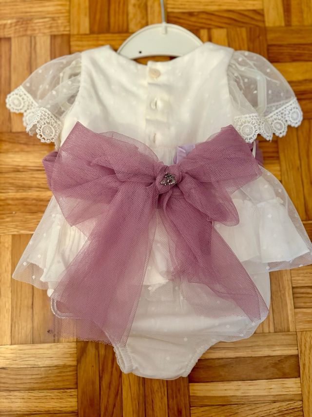 Vestido bautizo bebé niña + zapatos