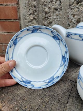Teiera e zuccheriera porcellana blu e bianca