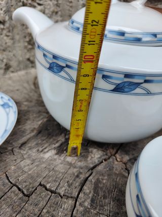 Teiera e zuccheriera porcellana blu e bianca