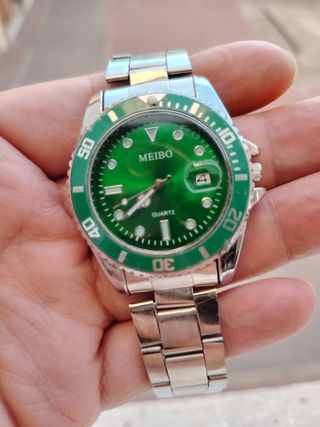 Reloj MEIBO verde y plata