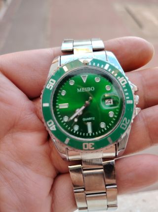Reloj MEIBO verde y plata