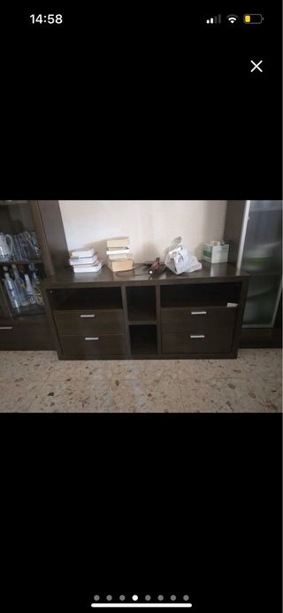 Mueble salón madera-cristal marrón