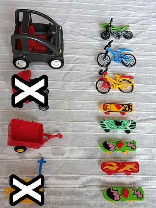 Playmobil: Coche, bici, carrito gemelar monopatín