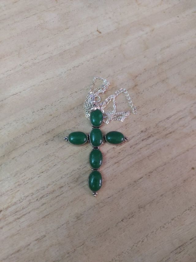 Collana croce onice verde argento 925