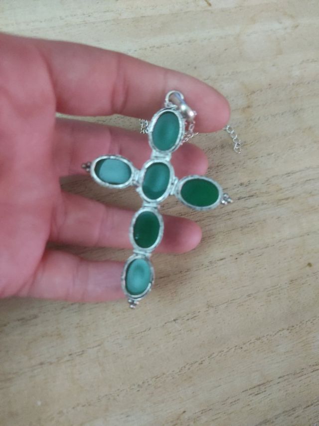 Collana croce onice verde argento 925