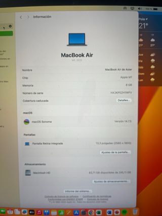 MacBook Air M1 2020 Plata