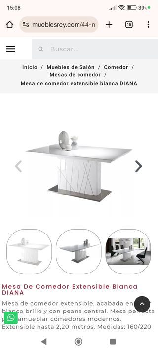 Mesa extensible blanca Muebles Rey