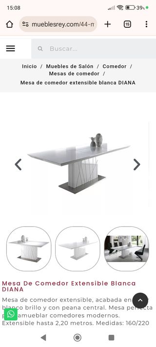 Mesa extensible blanca Muebles Rey