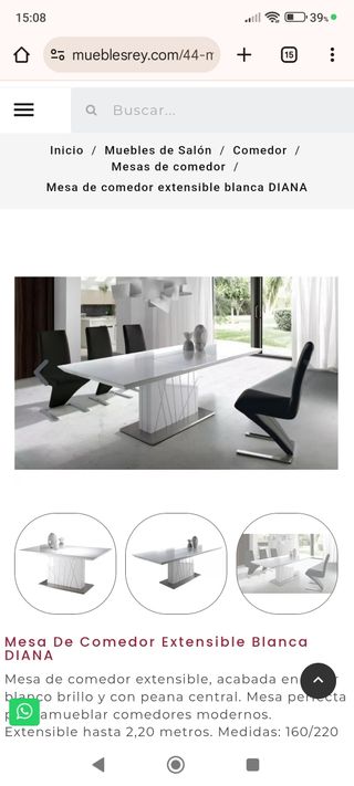 Mesa extensible blanca Muebles Rey