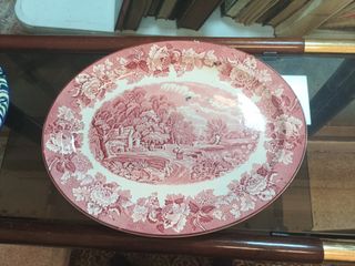 Plato ovalado inglés, porcelana
